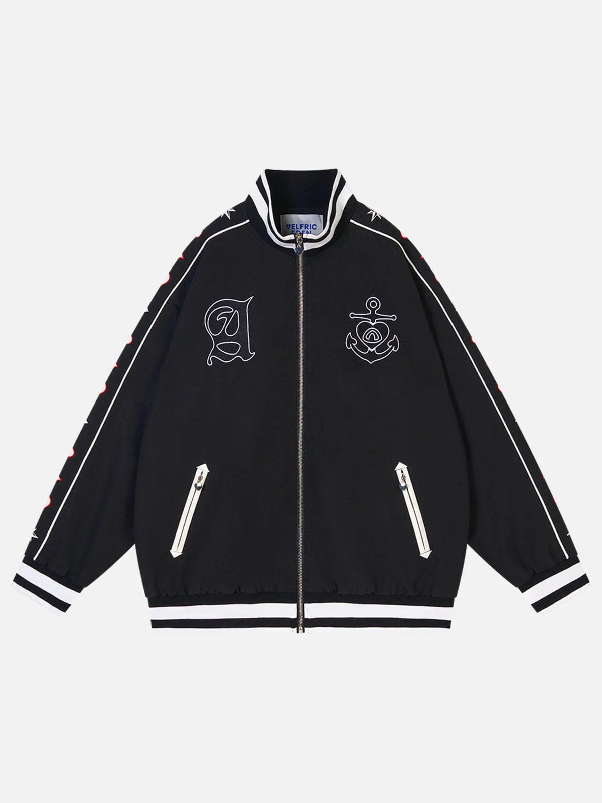 Aelfric Eden Embroidery Ship Anchor Bomber Jacket