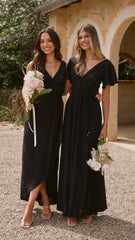 Pamela V Neck Maxi Dress - Black
