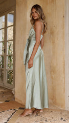 Yasmeen Tie Front Maxi Dress - Sage