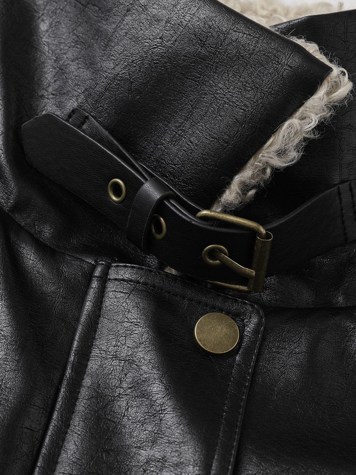 Aelfric Eden Plush Collar Faux Leather Jacket