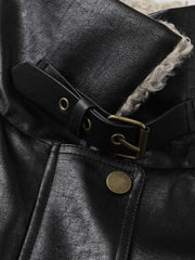 Aelfric Eden Plush Collar Faux Leather Jacket