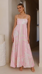 Kaethe Maxi Dress - Pink/White