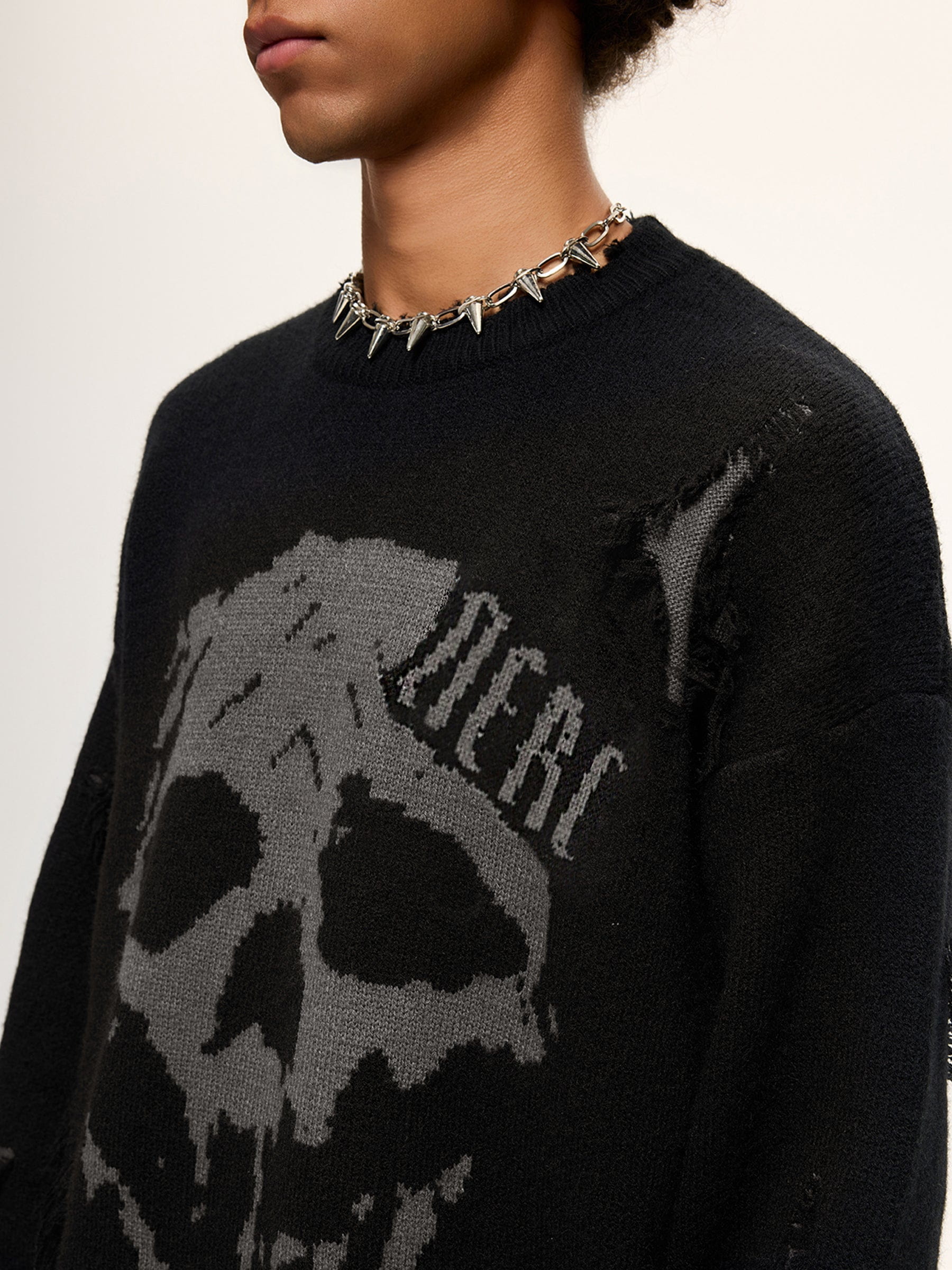 Aelfric Eden Distressed Skull Sweater