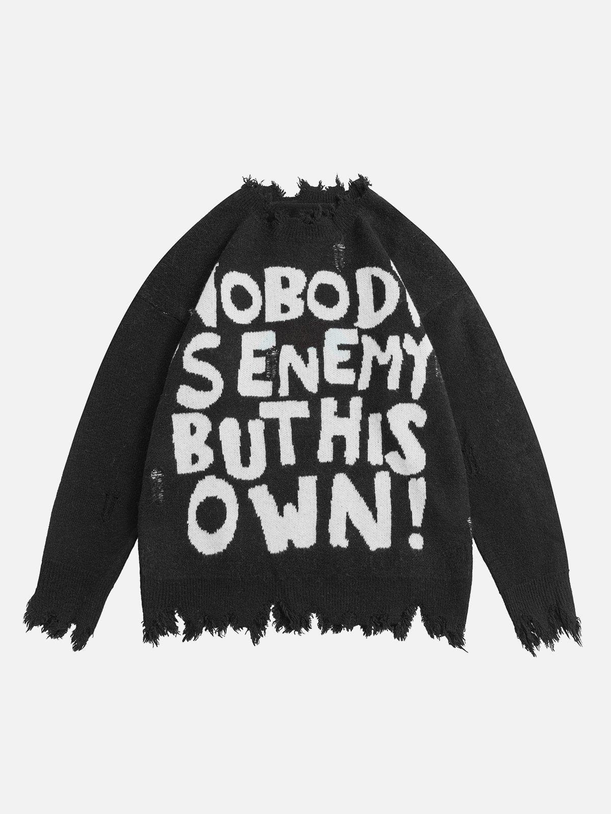 Aelfric Eden Letters Ripped Hole Sweater