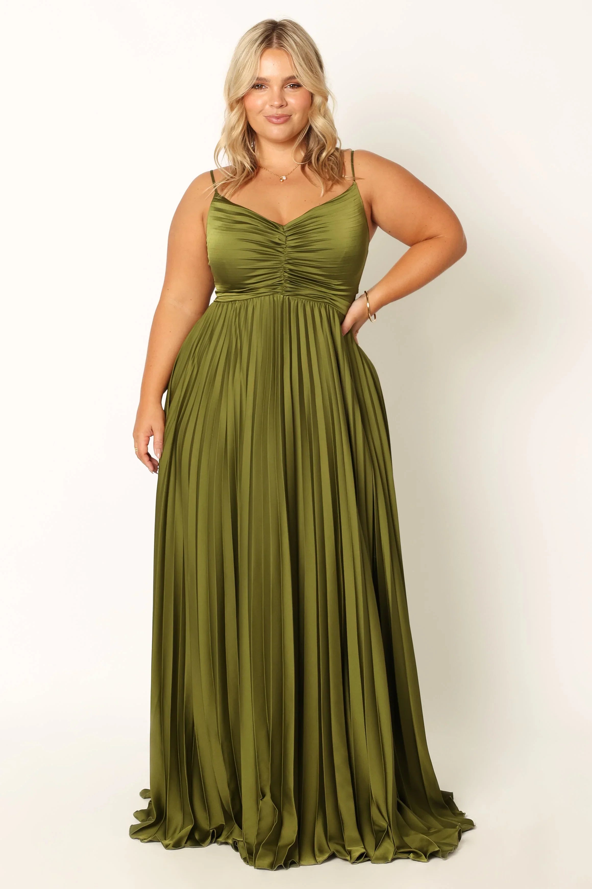 Naira Pleated Maxi Dress - Palm Green