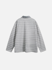 Aelfric Eden  Applique Embroidery Polo Long Sleeve Tee