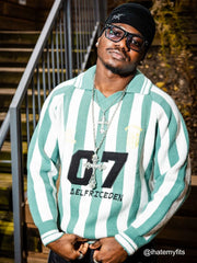 Aelfric Eden White Green Stripe Sweater