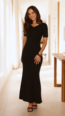 Aliyah Knit Maxi Dress - Black