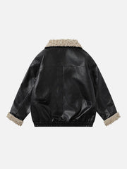 Aelfric Eden Plush Collar Faux Leather Jacket