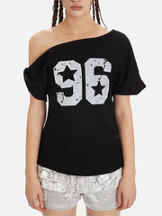 Aelfric Eden Number Print Off-The-Shoulder Tee