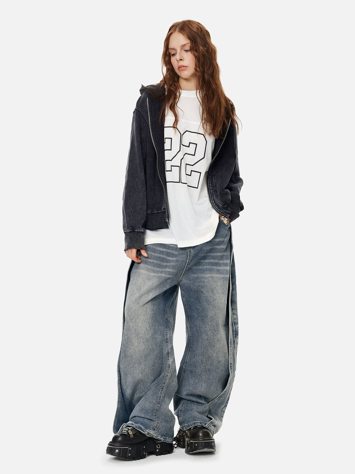 Aelfric Eden Deconstruction Patchwork Washed Barrel Jeans
