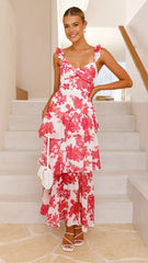 Achelle Maxi Dress - Red Floral