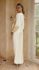 Ivy Long Sleeve Tie Front Maxi Dress - Yellow