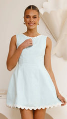 Aceline Mini Dress - Blue/White