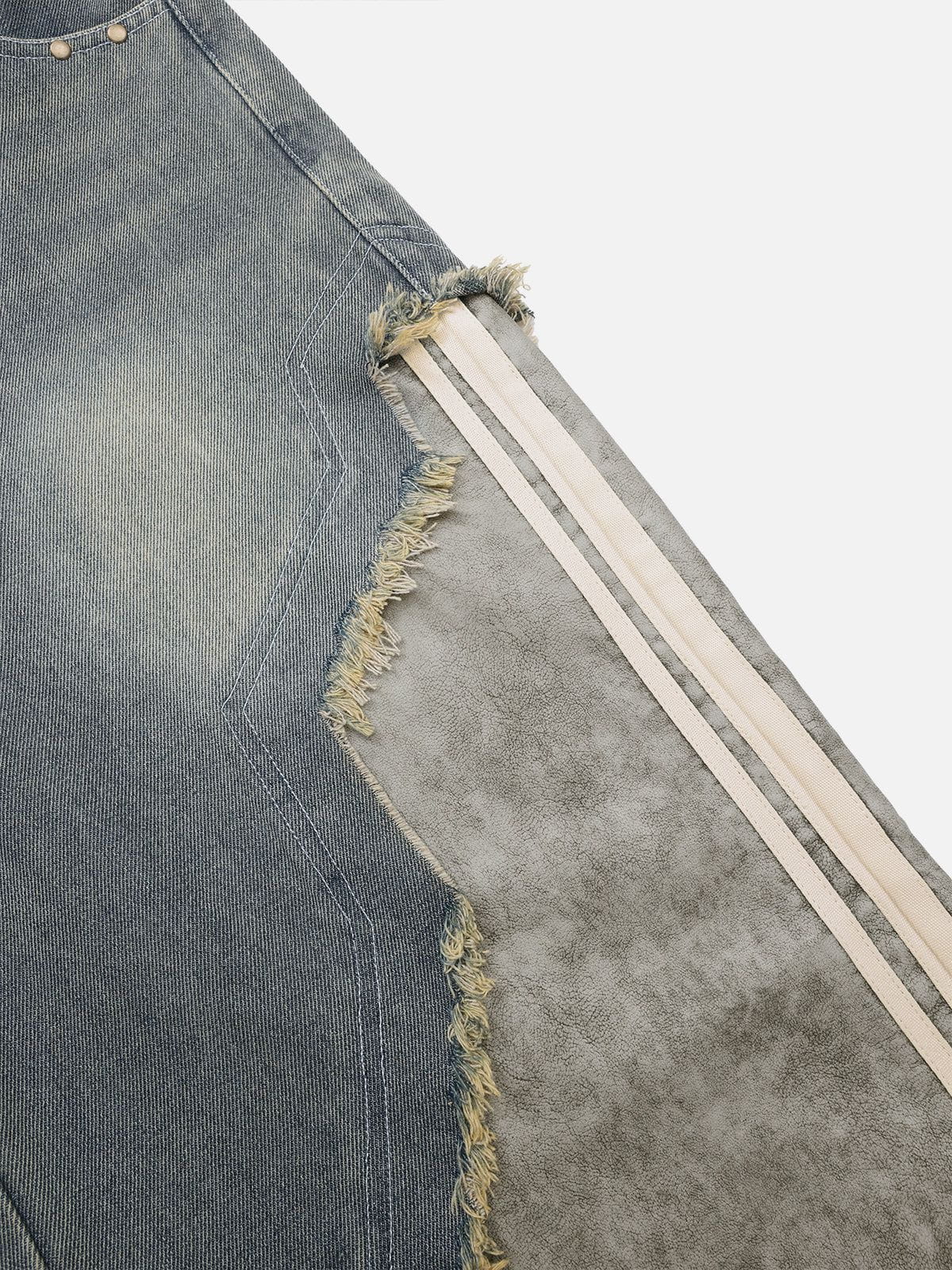 Aelfric Eden Vintage Distressed Leather Patchwork Jeans