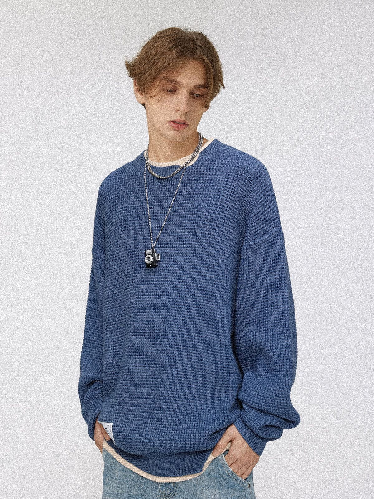 Aelfric Eden Faux Two-Piece Waffle Sweater