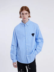 City Of Love Detachable Sleeve Stripe Long Sleeve Shirt