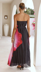 Neve Strapless Maxi Dress - Black/Pink Floral