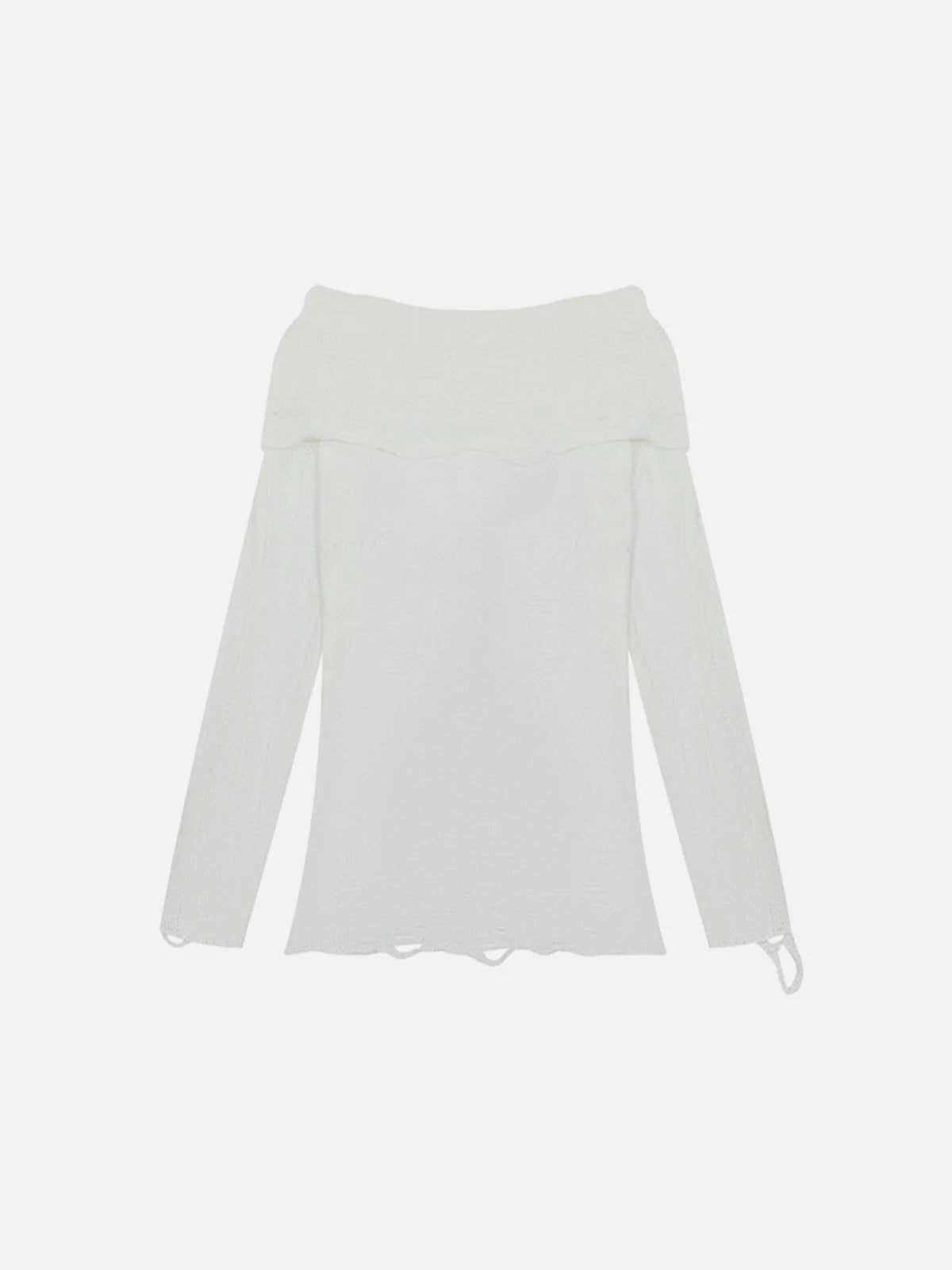 Aelfric Eden Distressed Off-The-Shoulder Boxy Sweater