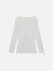 Aelfric Eden Distressed Off-The-Shoulder Boxy Sweater