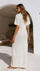 Tiffy Crochet Short Sleeve Maxi Dress - White