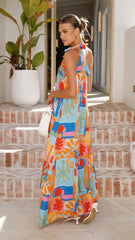 Paxton One Shoulder Maxi Dress - Tropical Abstract