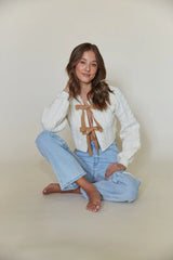 Florence Cable Knit Bow Cardigan