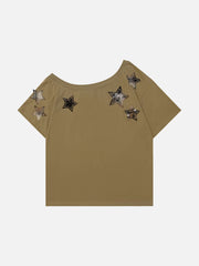 Aelfric Eden Plaid Applique Embroidery Star Tee