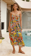 Kelani Luxe Midi Dress - Phaedra Print