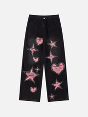 Aelfric Eden Star Heart Distressed Loose Jeans