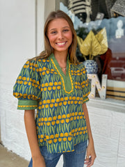 Teal Tulip Top