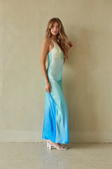 Moana Sunset Satin Maxi Dress