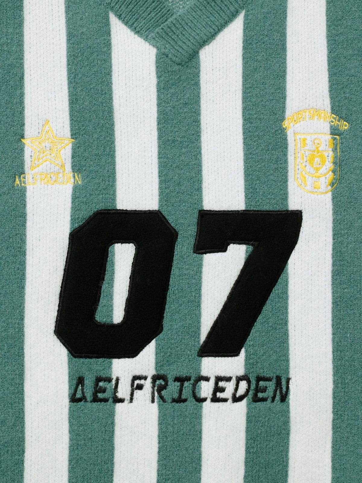 Aelfric Eden White Green Stripe Sweater