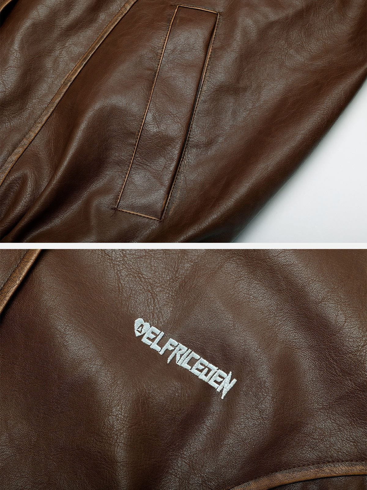 Aelfric Eden Line Patchwork Faux  Leather Jacket