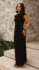 Helana Off Shoulder Maxi Dress - Black
