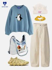 Aelfric Eden Cute Penguin Cropped Sweater