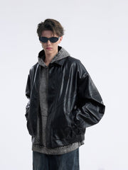 City Of Love Zip Up Ruched Leather Jacket