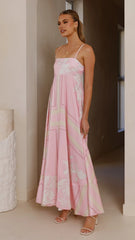 Kaethe Maxi Dress - Pink/White