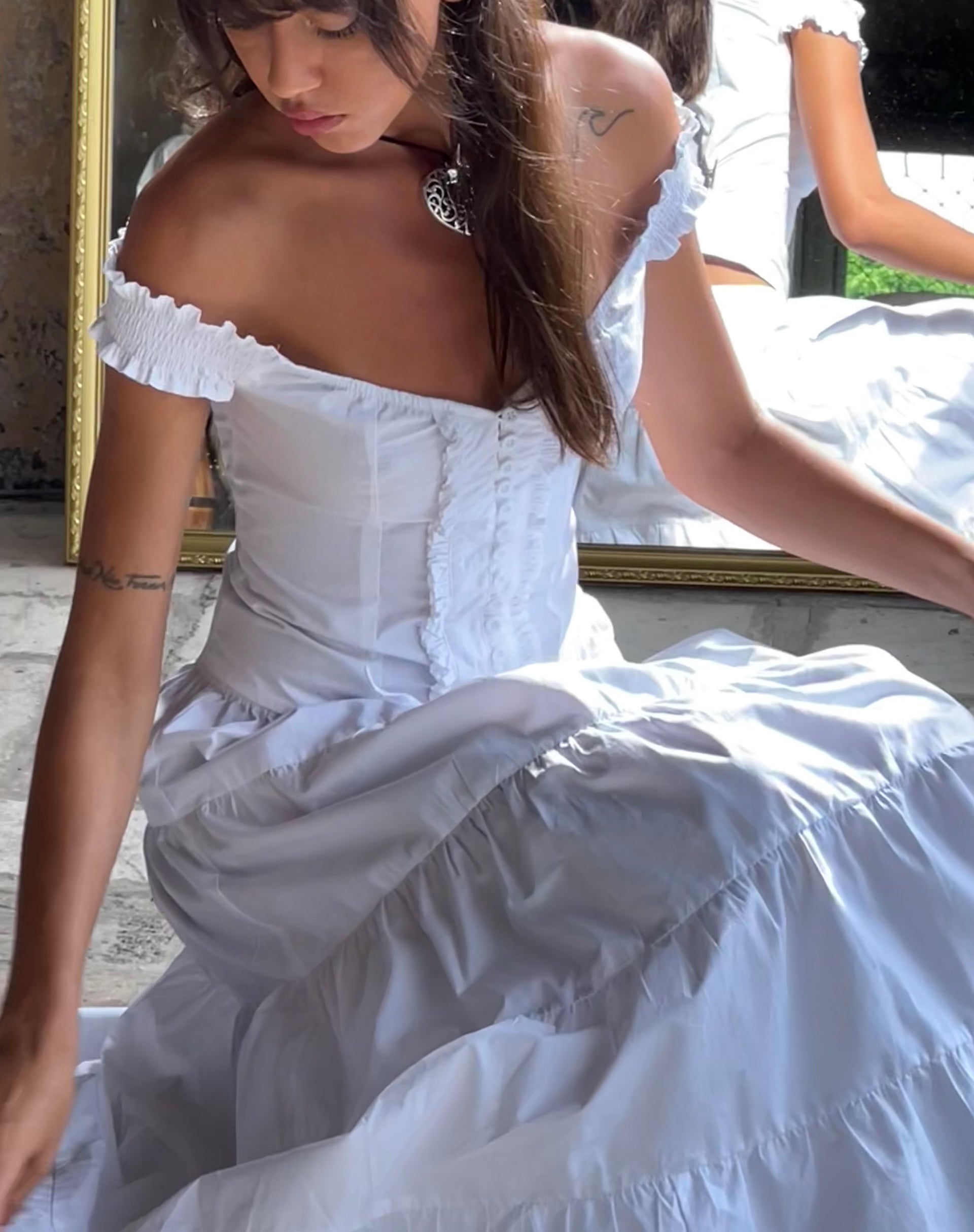 Immagine di Izumi Gonna midi a pieghe in popeline bianco