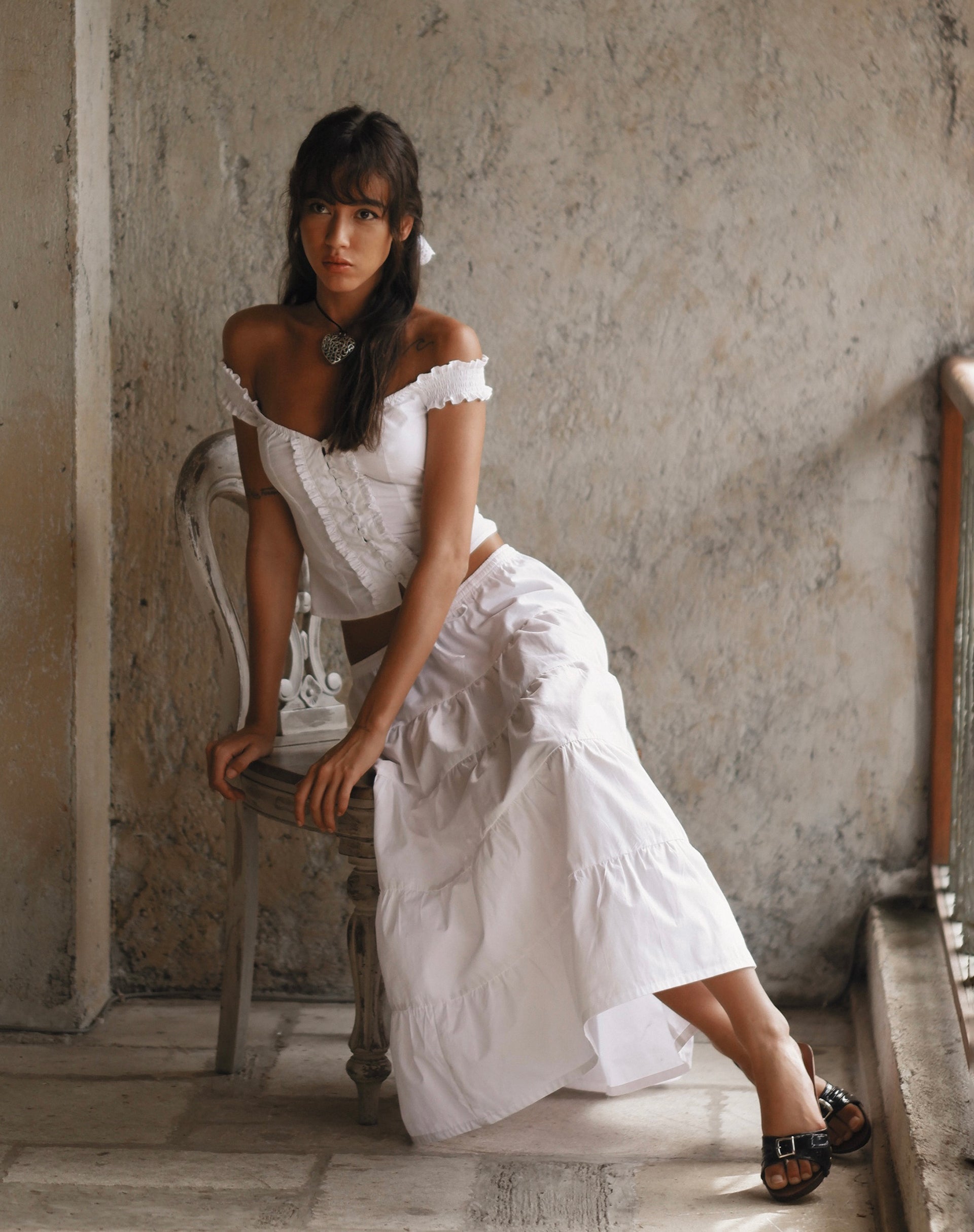 Immagine di Izumi Gonna midi a pieghe in popeline bianco