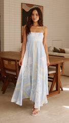 Kaethe Maxi Dress - Blue/Yellow
