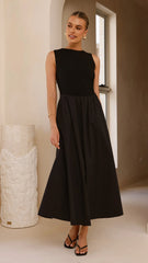 Aria Sleeveless Midi Dress - Black