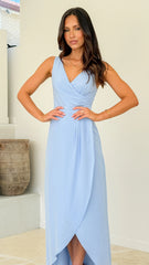 Pamela V Neck Maxi Dress - Blue