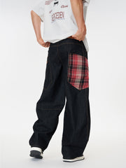 Aelfric Eden Plaid Pocket Barrel Loose Jeans