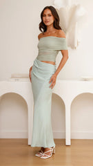Daena Off Shoulder Maxi Dress - Sage