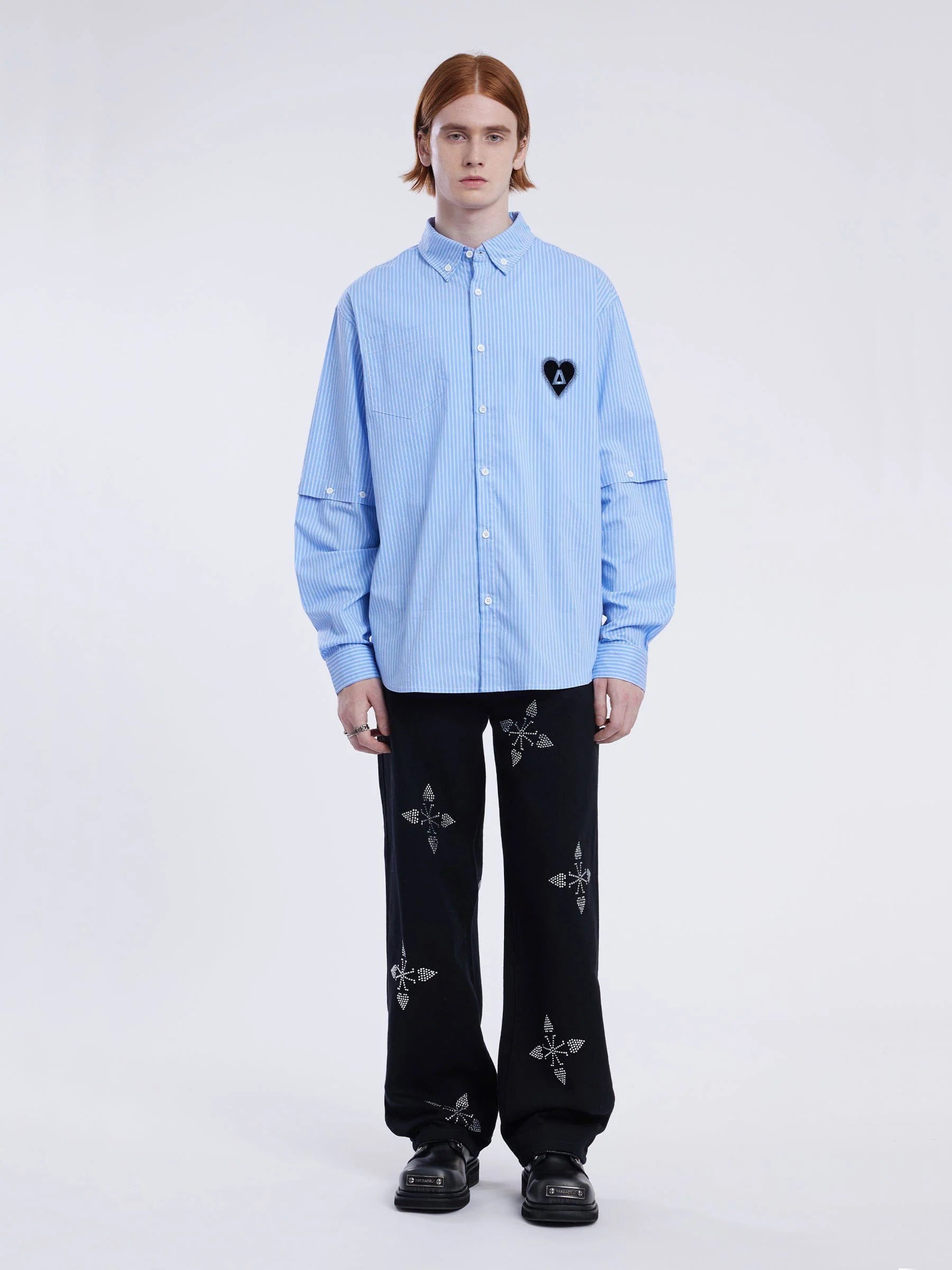 City Of Love Detachable Sleeve Stripe Long Sleeve Shirt