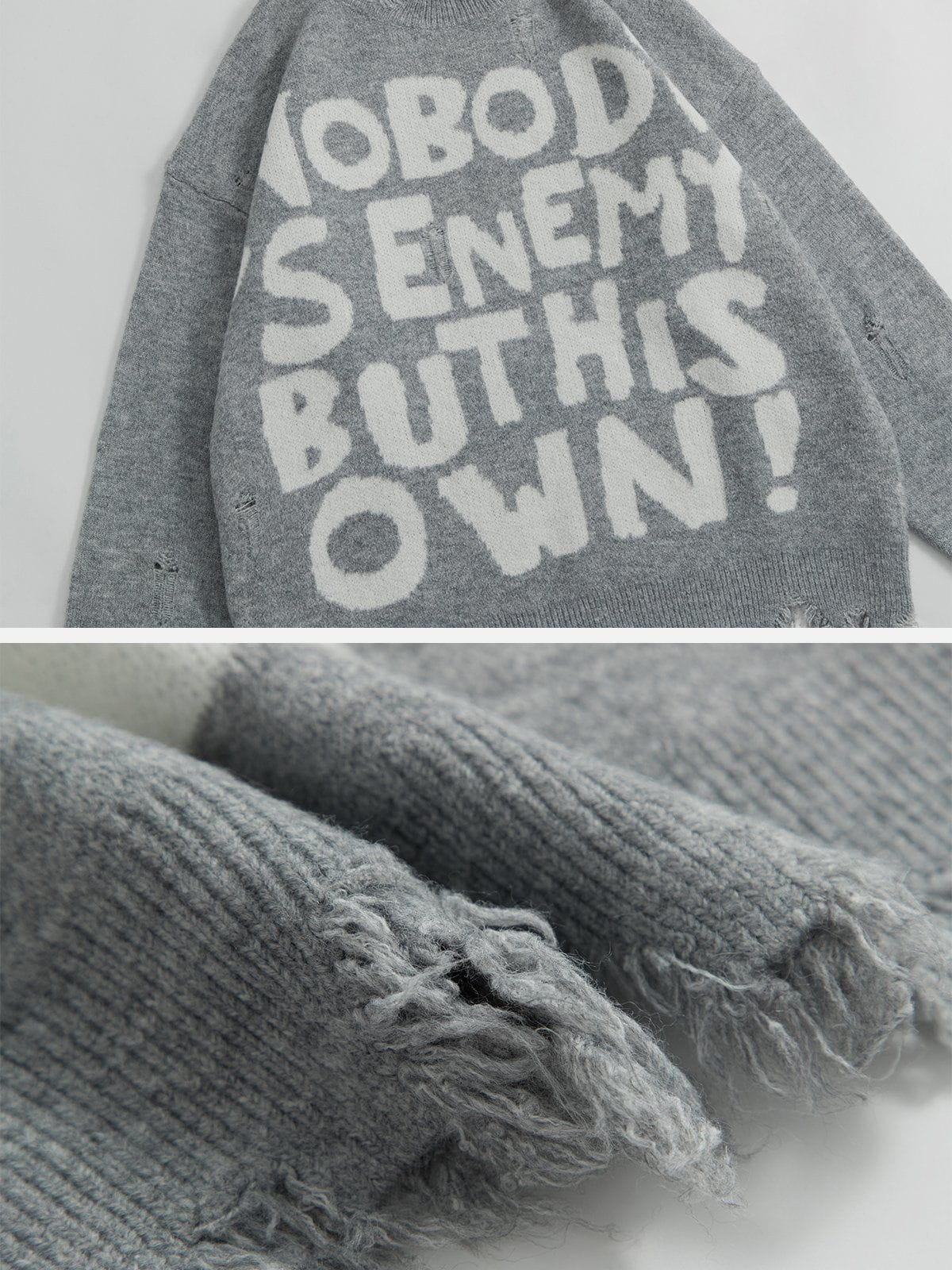 Aelfric Eden Letters Ripped Hole Sweater