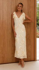 Usha Tie Strap Maxi Dress - Yellow