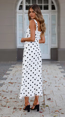 Milani Maxi Dress - White Polka