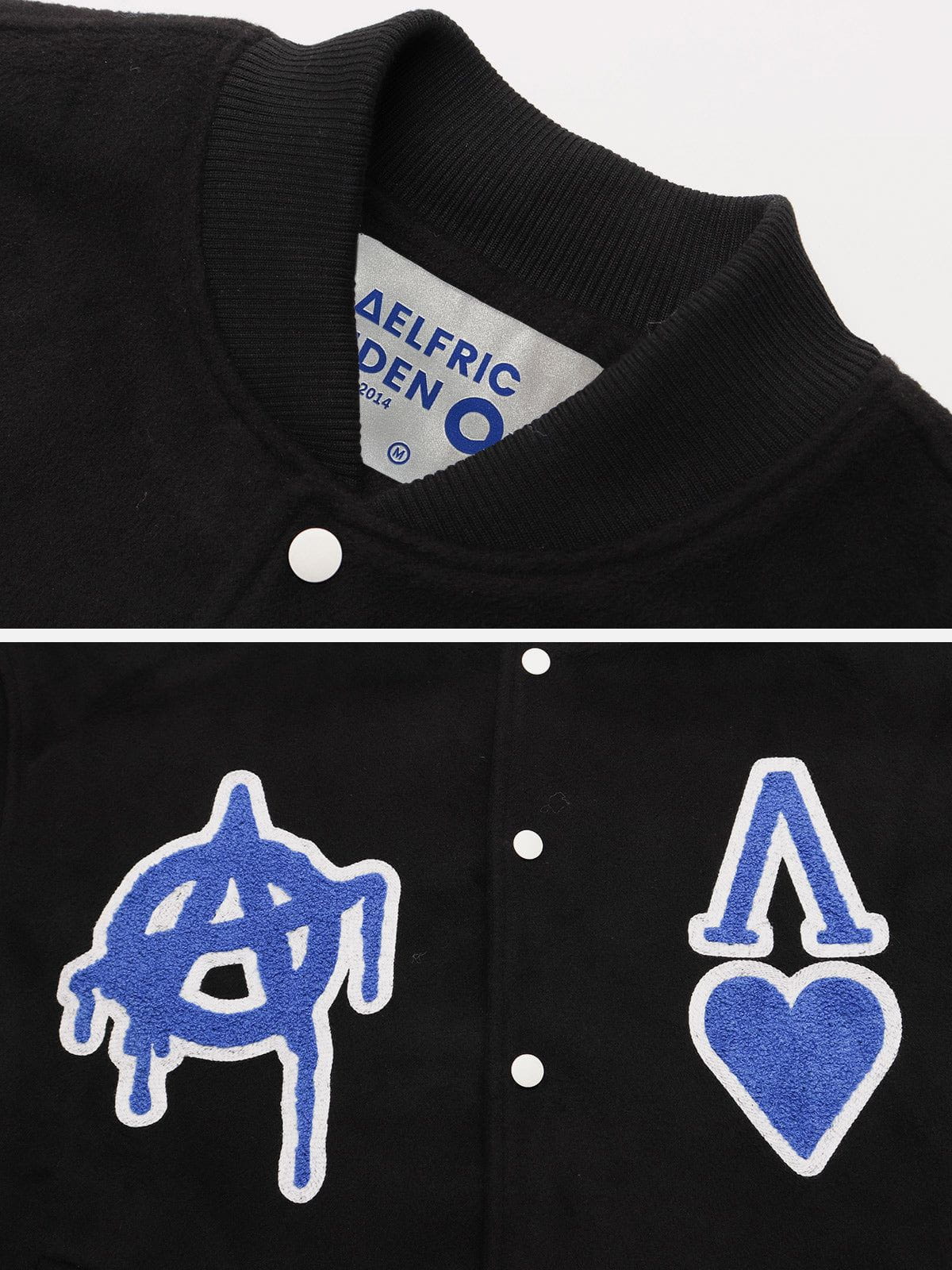 Aelfric Eden Patchwork Embroidery Varsity Jacket